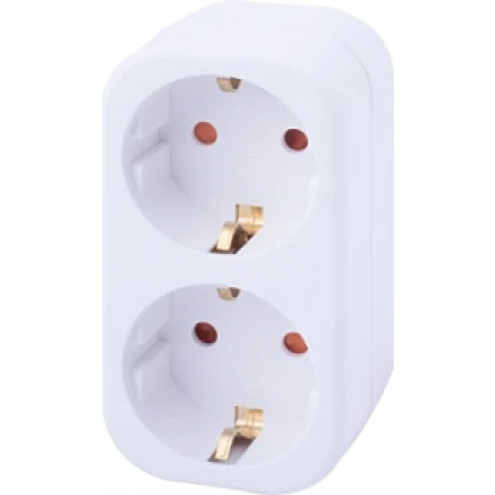 Adaptor cu 2 prize cu împământare alb 2P+PE 16A 220V Enext