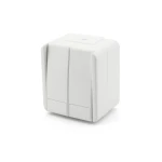 Выключатель двухклавишный накладной белый матовый 10A ИП44 220V ТЕM