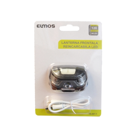 Фонарик на голову 3В с USB 120 лм 62x42x35mm Элмос