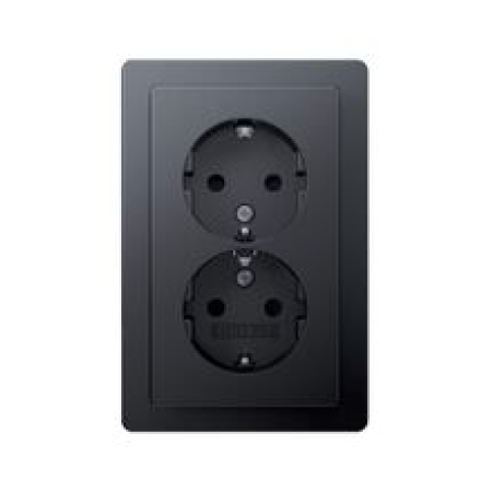 Двойная розетка черная встраиваемывая с заземлением 16A ИП20 220V rita Mutlusan