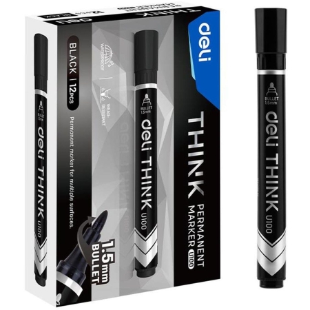 MARKER PERMANENT SUBTIRE NEGRU 1.5MM DELI