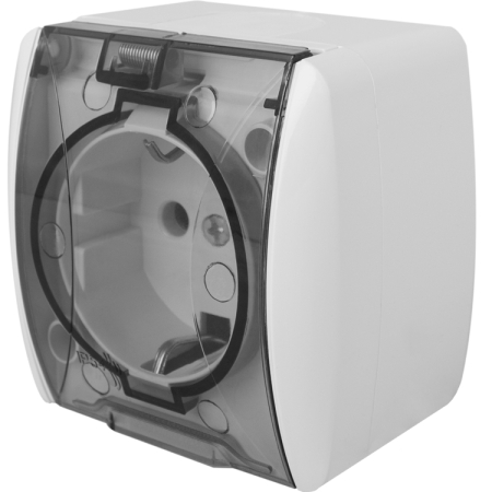 Розетка с заземлением прозрачный накладная 16A ИП54 220V Enext