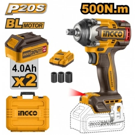 MASINA DE INSURUBAT CU ACUMULATOR LI-ION 20V/2X4A 500NM INGCO