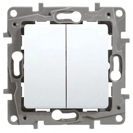 Întrerupător dublu incorporabil alb 10A IP20 220V niloe Legrand