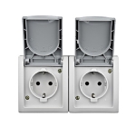 Двойная розетка с крышкой с заземлением серая/Черная накладная 16A ИП54 220V