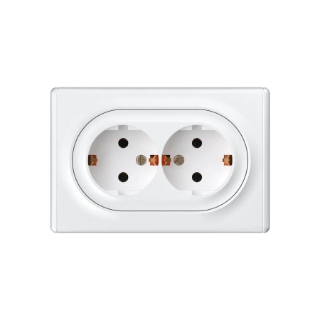 Priză dublă incorporabilă albă 220V 16A IP20 220V jasmin Elmos