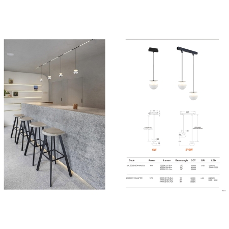 CORP ILUMINAT LED PEDANT 6W 4000K HALFMOON NEGRU