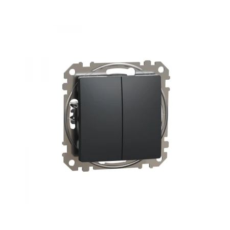 Выключатель двухклавишный встраиваемый антрацит 10A ИП20 220V sedna New Schneider