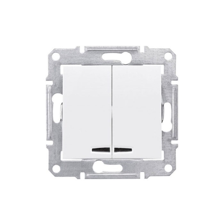 Întrerupător dublu incorporabil cu iluminare alb 10A IP20 220V sedna New Schneider