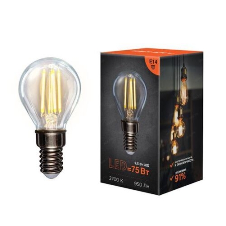 Bec LED cu filament 9,5W 4000K E14 GL45 Rexant