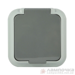 Priză cu capac cu împământare gri/Neagră aparentă 16A IP54 220V Timex