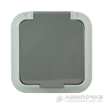 Розетка с крышкой с заземлением серая/Черная накладная 16A ИП54 220V Timex