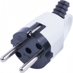 Вилка с кольцом с заземлением белая 16A Enext