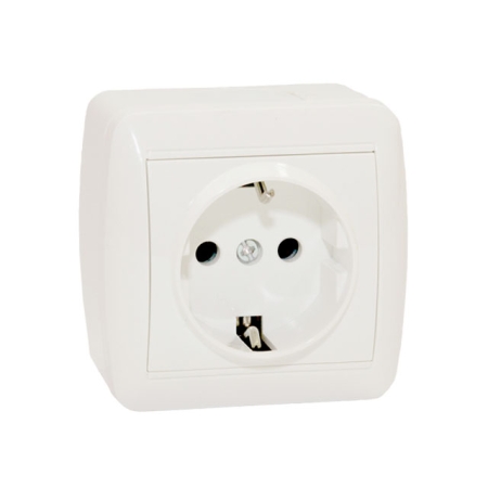 Розетка с заземлением белая накладная 16A ИП44 220V Злмос