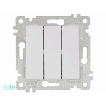 Тройной выключатель встраиваемый белый 10A ИП20 220V rita Mutlusan