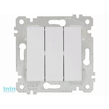 Тройной выключатель встраиваемый белый 10A ИП20 220V rita Mutlusan