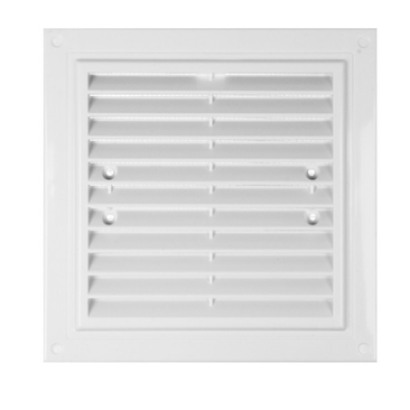 Вентиляционная решетка с сеткой белый пластик 205x205mm Ventika