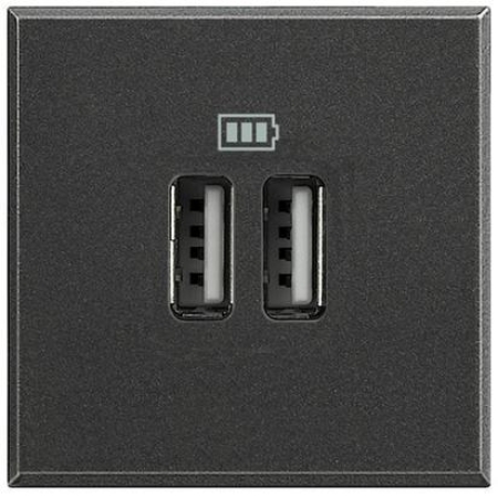 Двойная розетка c USB черная встраиваемывая 220V rita Mutlusan