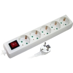 Prelungitor cu întrerupător cu 5 prize cu împământare cu protecție alb 3m 16A 3х1.0 mm² 220V Enext