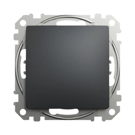 Выключатель одноклавишный встраиваемый проходной антрацит 10A ИП20 220V sedna New Schneider