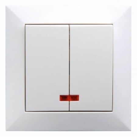 Întrerupător dublu incorporabil cu iluminare alb 10A IP20 220V jasmin Elmos