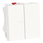 Întrerupător dublu incorporabil cap-scară alb 10A IP40 220V unica Studio Schneider