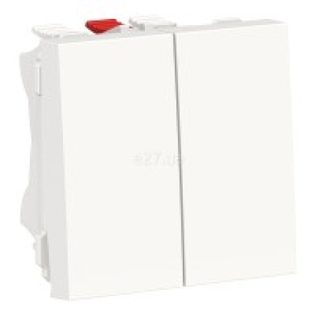 Întrerupător dublu incorporabil cap-scară alb 10A IP40 220V unica Studio Schneider