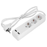 Prelungitor cu 3 prize cu împământare cu protecție alb 1,5M 16A 3х1.0 mm² 220V Enext