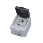 Розетка с крышкой с заземлением серый накладная 10A ИП54 220V Horoz