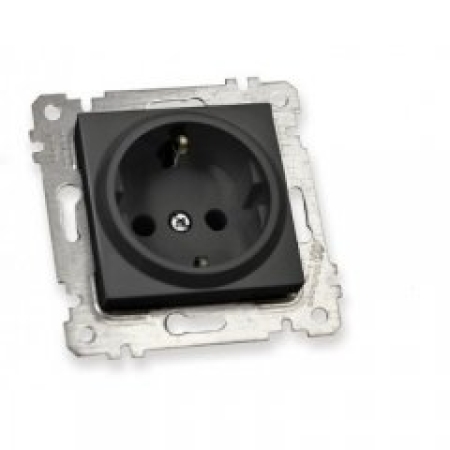 Розетка с заземлением черная встраиваемывая 16A ИП20 220V rita Mutlusan