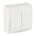 Выключатель двухклавишный накладной белый 16A ИП20 220V NILSON