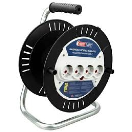 Удлинитель на катушке 4 гнезда черный 40m 16A 3х1,5 mm² 220V Horoz