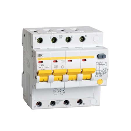 Диференциальный автоматический выключатель 4P ИEK