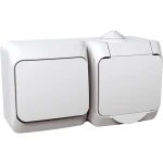 Întrerupător + priză cu capac aparent alb 10A IP20 220V Konza