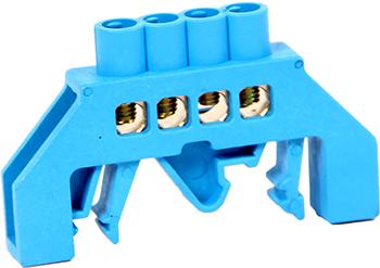 Șină zero PE DIN in carcasă albastru 4P Șină zero PE DIN in carcasă albastru 4P