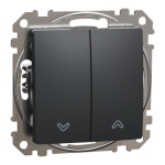 Выключатель двухклавишный встраиваемый с возвратом для жалюзи антрацит 10A ИП20 220V sedna New Schneider