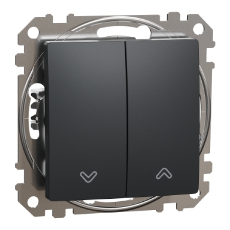 Выключатель двухклавишный встраиваемый с возвратом для жалюзи антрацит 10A ИП20 220V sedna New Schneider