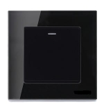 Выключатель одноклавишный встраиваемый с подсветкой черный 10A ИП20 220V rita Mutlusan