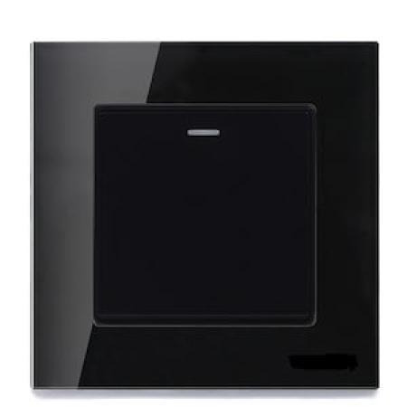 Выключатель одноклавишный встраиваемый с подсветкой черный 10A ИП20 220V rita Mutlusan