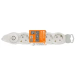 Prelungitor cu întrerupător cu 4 prize cu împământare alb-Gri 5m 16A 3х1.0 mm² 220V TDM