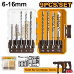 SET DE 9 PIESE BURGHIE SDS PLUS PENTRU CICAN ROTOPERCUTOR INGCO