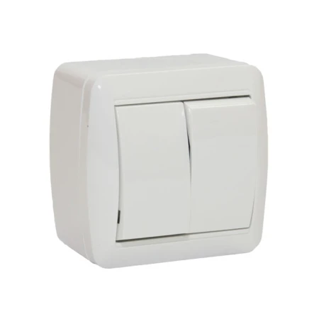 Întrerupător dublu aparent alb 10A IP44 220V Elmos