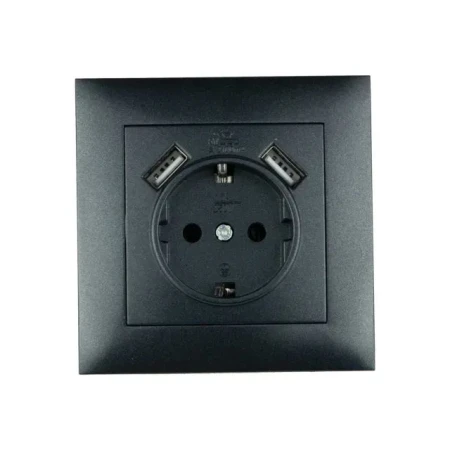 Priză cu 2 USB grafit incorporabilă 16A IP20 220V rosa Elmos