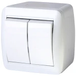 Întrerupător dublu aparent alb 10A IP44 220V Enext