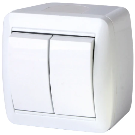 Întrerupător dublu aparent alb 10A IP44 220V Enext