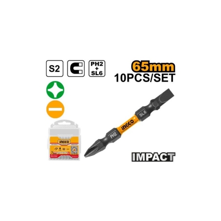 SET DE BITI PH2+SL6 10BUC 65MM INGCO