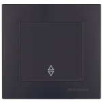 Выключатель одноклавишный встраиваемый проходной черный 10A ИП20 220V rita Mutlusan