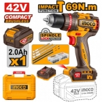 MASINA DE INSURUBAT SI GAURIT CU PERCUTIE CU ACUMULATOR 42V/1*2AH INGCO INGCO