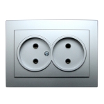 Priză dublă gri incorporabilă 16A IP20 220V NILSON