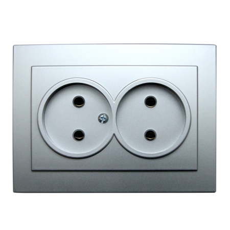 Priză dublă gri incorporabilă 16A IP20 220V NILSON